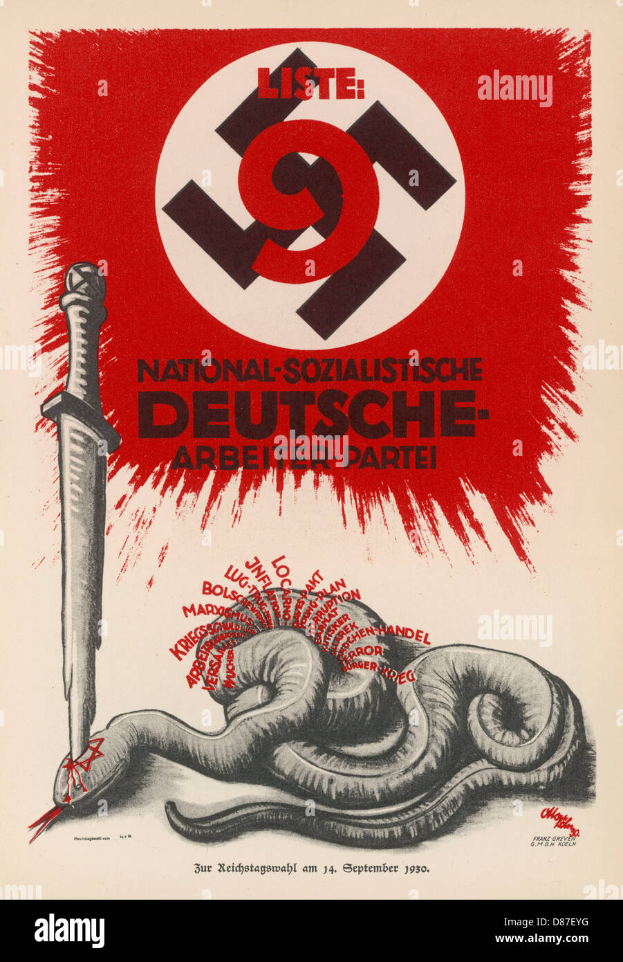 German Poster 1930 Stock Photo