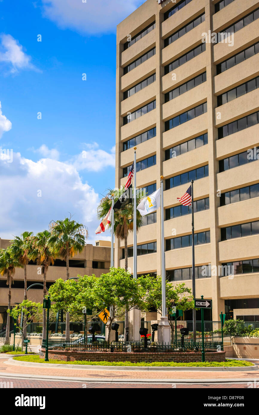 The traffic circle in downtown Sarasota FL Stock Photo Alamy