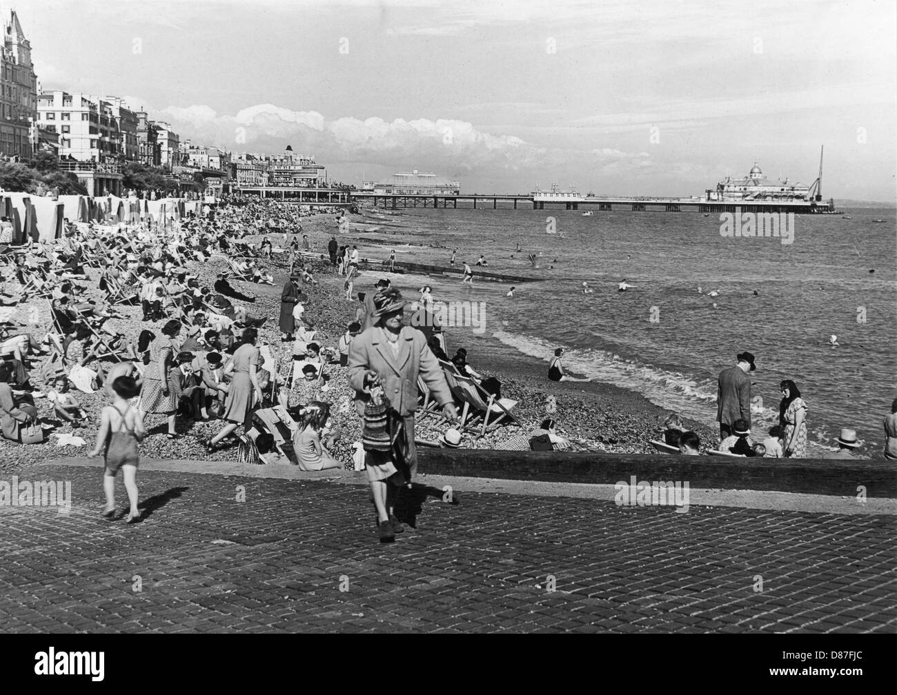 Eastbourne Beach 1947 Stock Photo