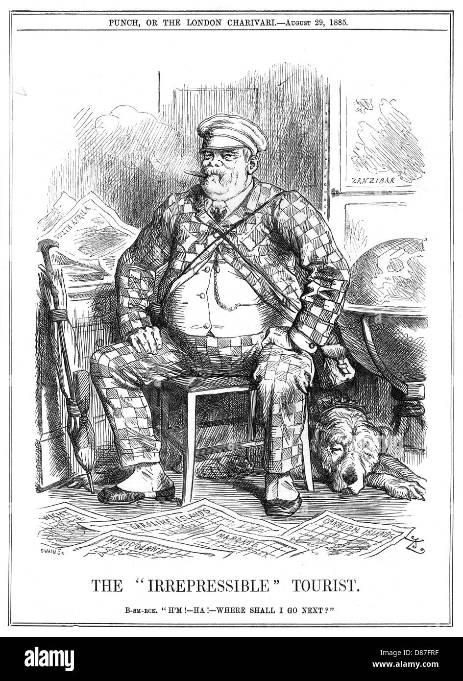 Cartoon, The Irrepressible Tourist (Bismarck) Stock Photo