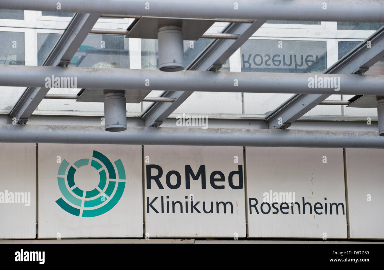The main entrance is pictured at RoMed Hospital in Rosenheim, Germany, 21 May 2013. The former keyboardist of the band 'The Doors' Ray Manzarek died from cancer at RoMed Hospital on 20 May 2013. He was 74 years old. Photo: INGE KJER Stock Photo