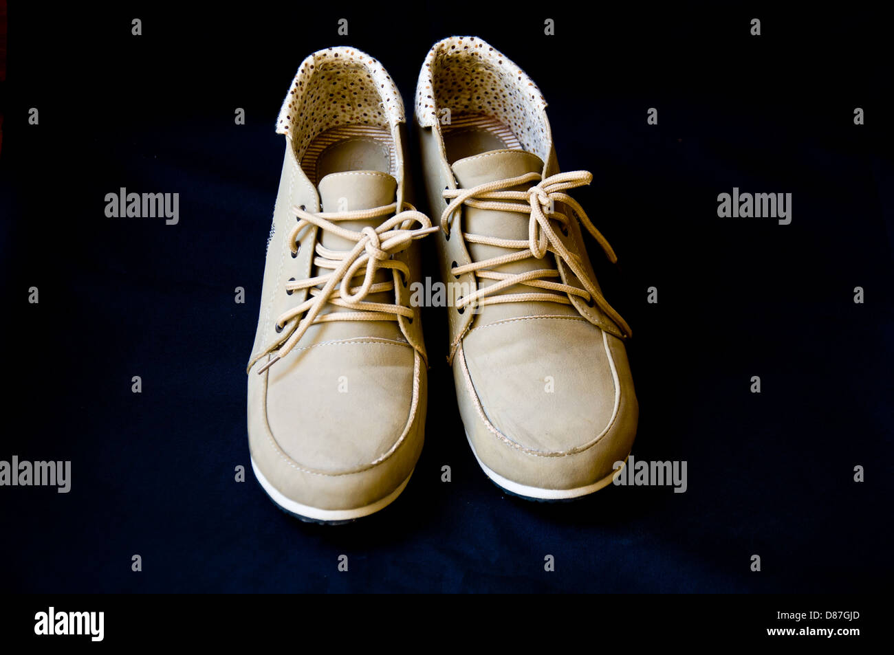 brown shoe on black background Stock Photo