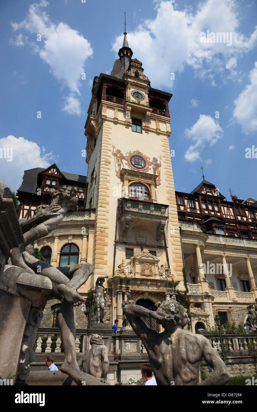 Peles Castle in Sinaia, large Wallachia, Romania Stock Photo