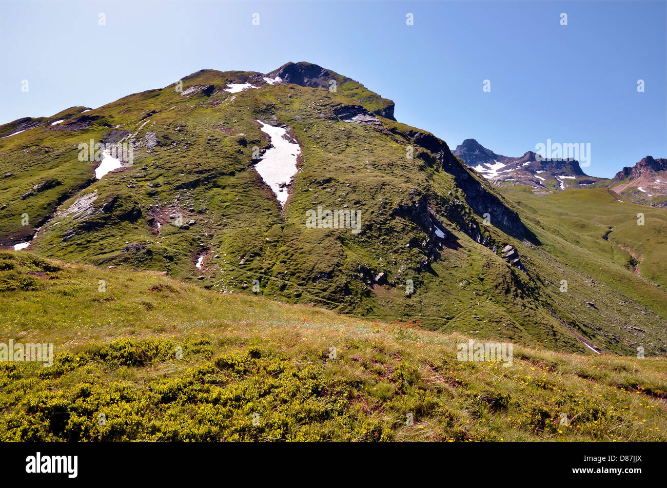 Mountains at Col du Petit-Saint-Bernard (Little St Bernard Pass), side Italy Stock Photo