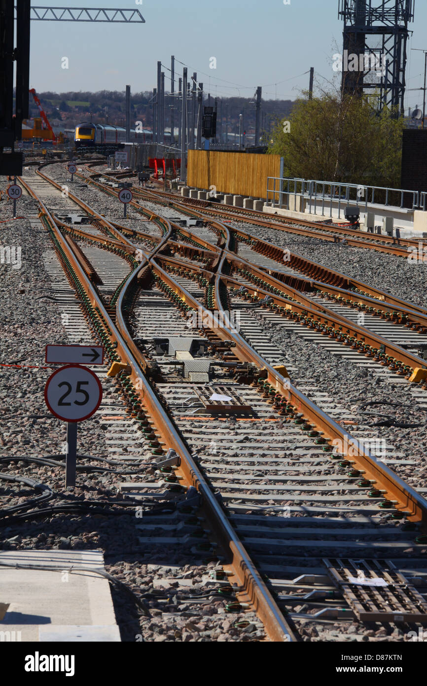 A new set of crossover points just outside the new station permitting