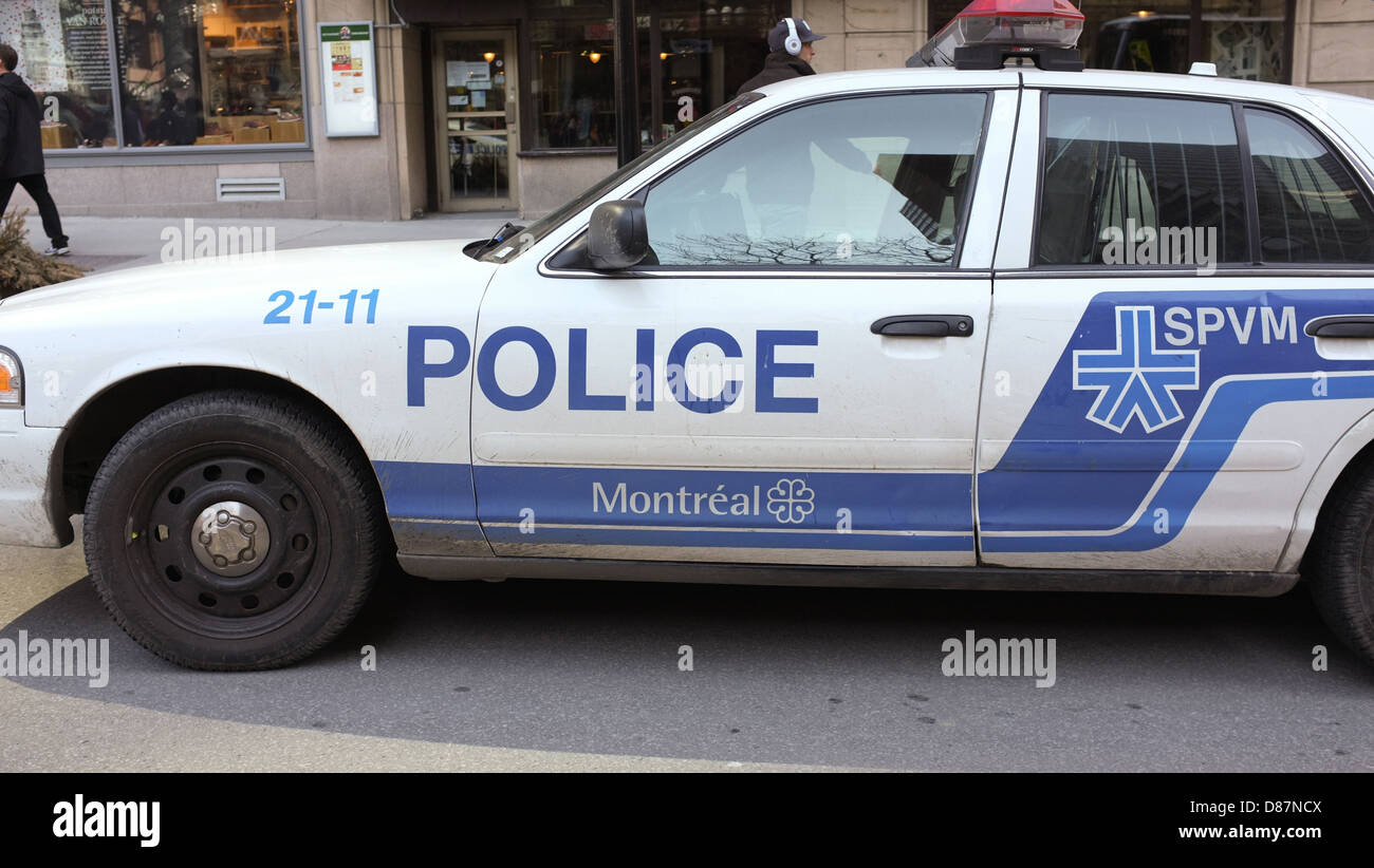 A police cruiser car parked in downtown Montreal, Quebec Stock Photo