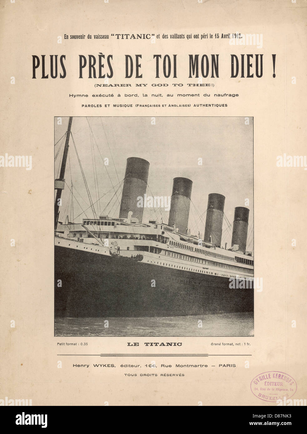 Titanic Hymn Sheet - 1912 Stock Photo