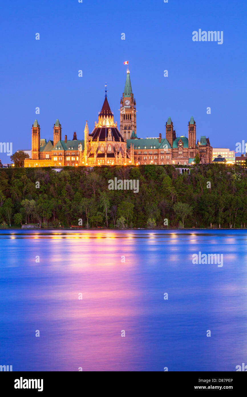 Ottawa View Parliament Hill in Ottawa view from Gatineau during the blue hour ...