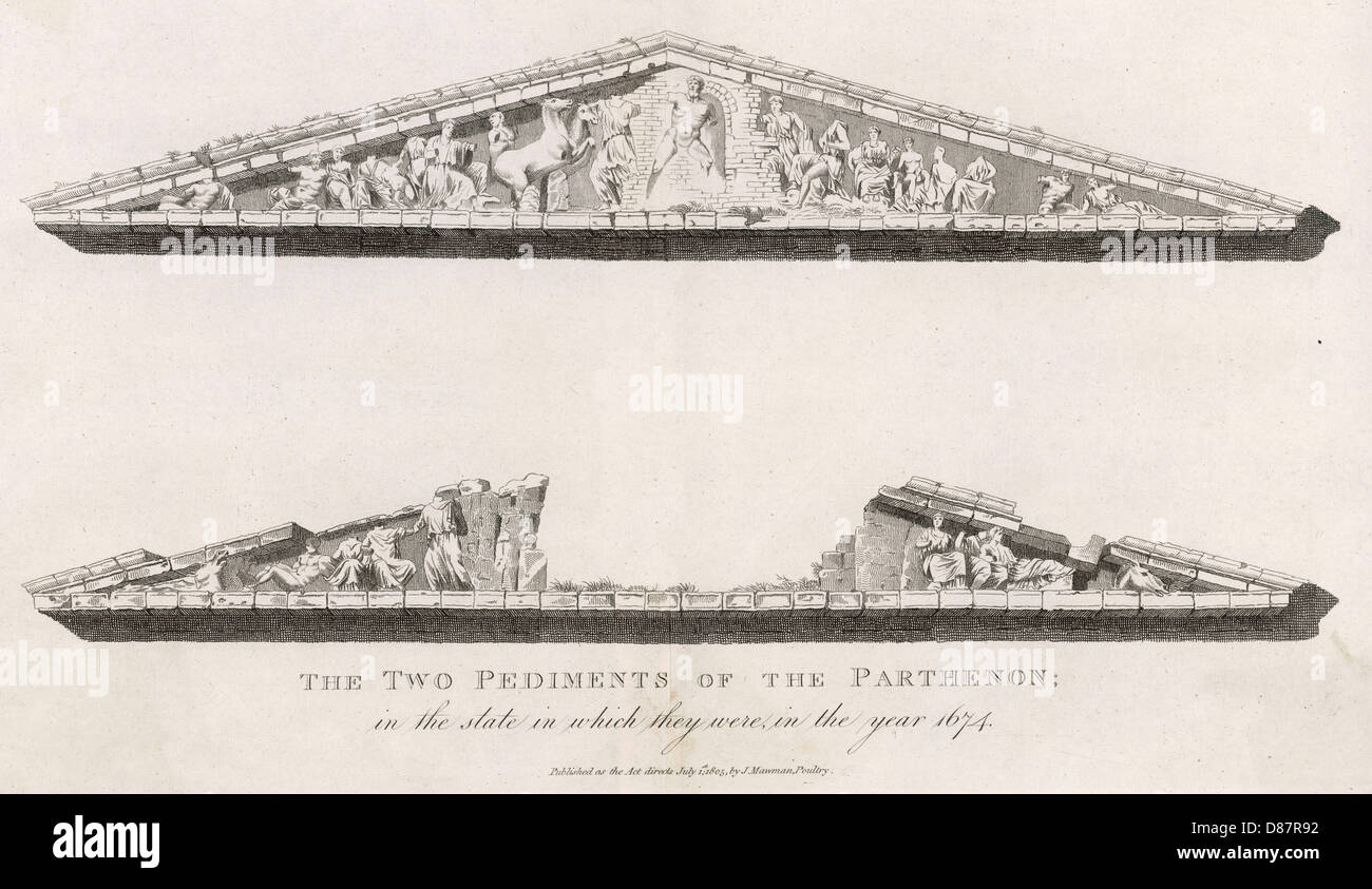 Parthenon Pediments 1674 Stock Photo