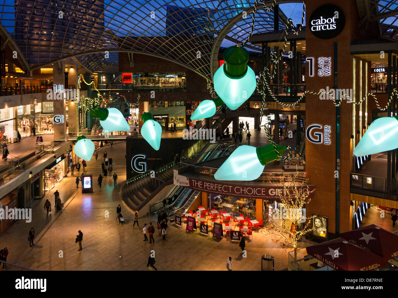 Cabot Circus shopping centre at Christmas, Bristol, England, UK Stock Photo