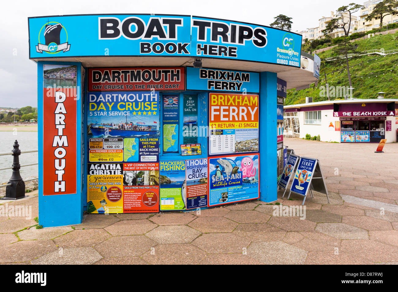 Boat Trips kiosk at Torquay harbour, Devon, UK Stock Photo