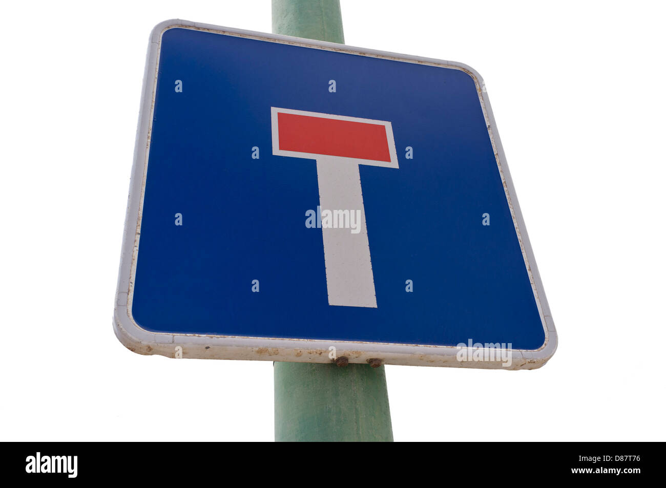 Dead end,sign,T,roadsign,cutout,white background,signs,roadsigns, Stock Photo