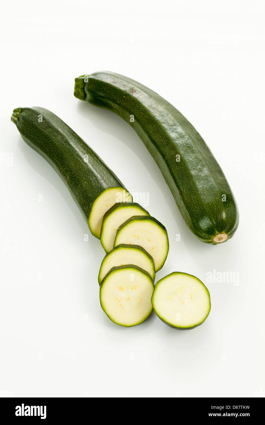 Zucchini on white background, close up Stock Photo