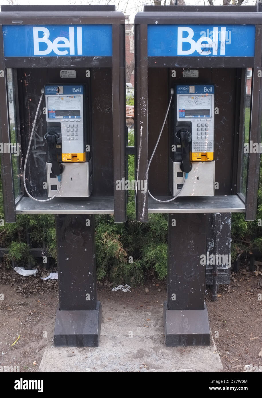 Bell pay phones in Montreal, Quebec Stock Photo Alamy