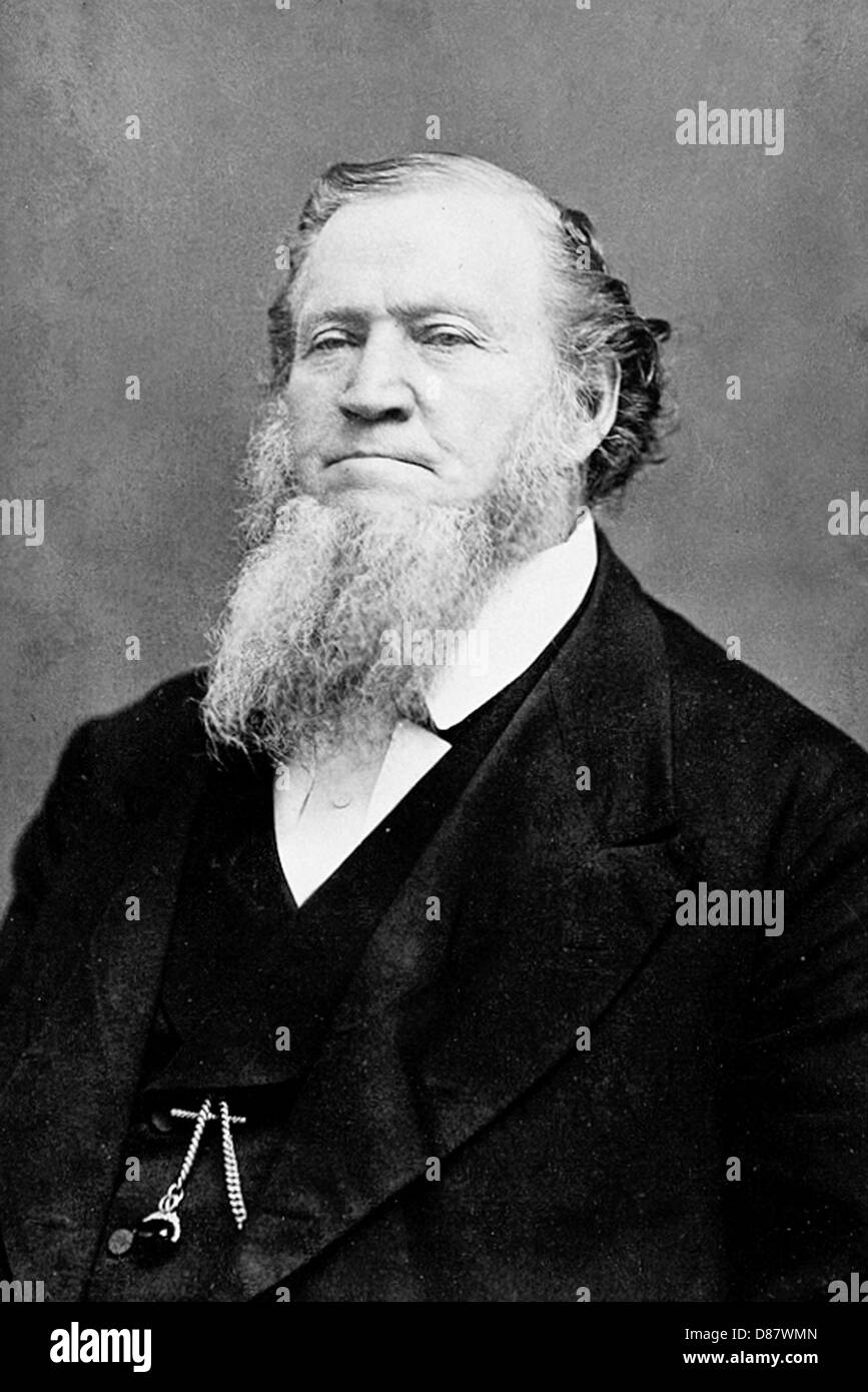 BRIGHAM YOUNG (1801-1877) American Mormon Latter Day Saint movement leader about 1870 Stock Photo
