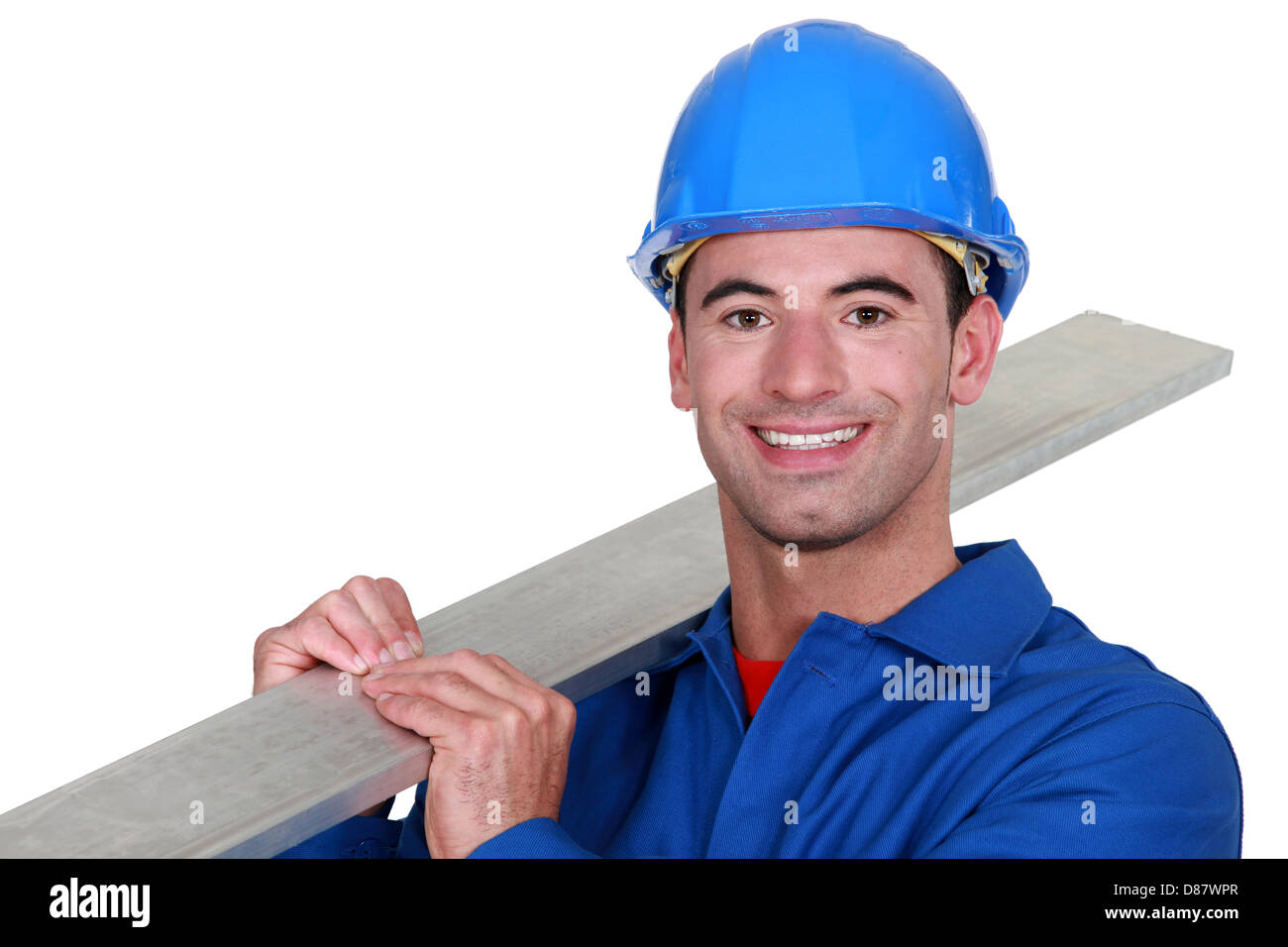 Craftsman carrying timber Stock Photo Alamy