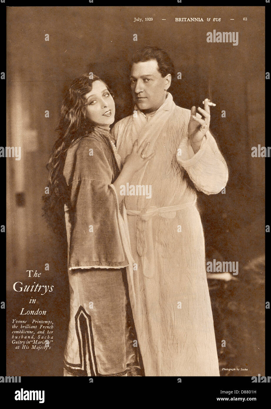 Sacha Guitry and wife Stock Photo