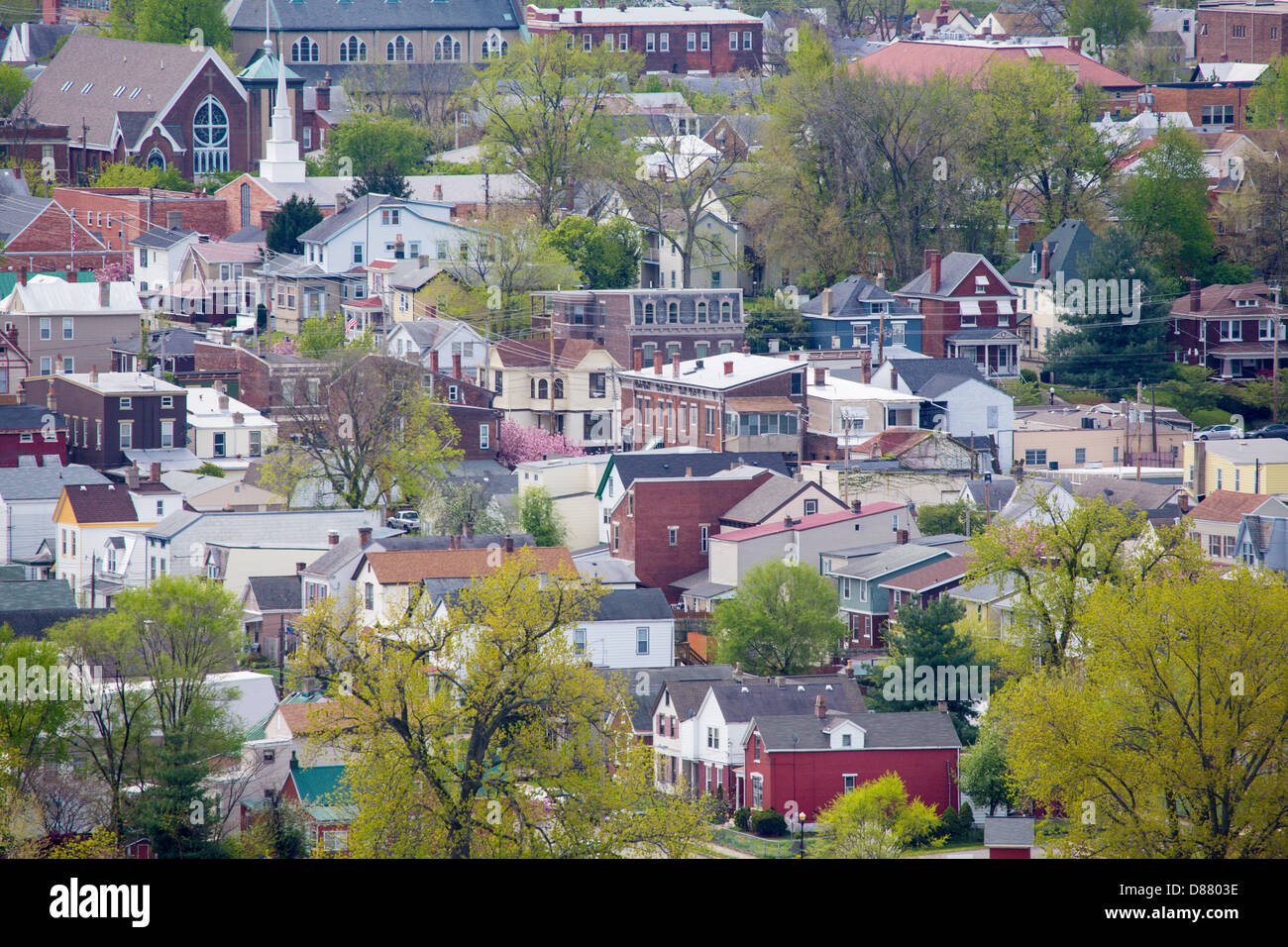 Aerial view of houses and building in Covington Kentucky Stock Photo