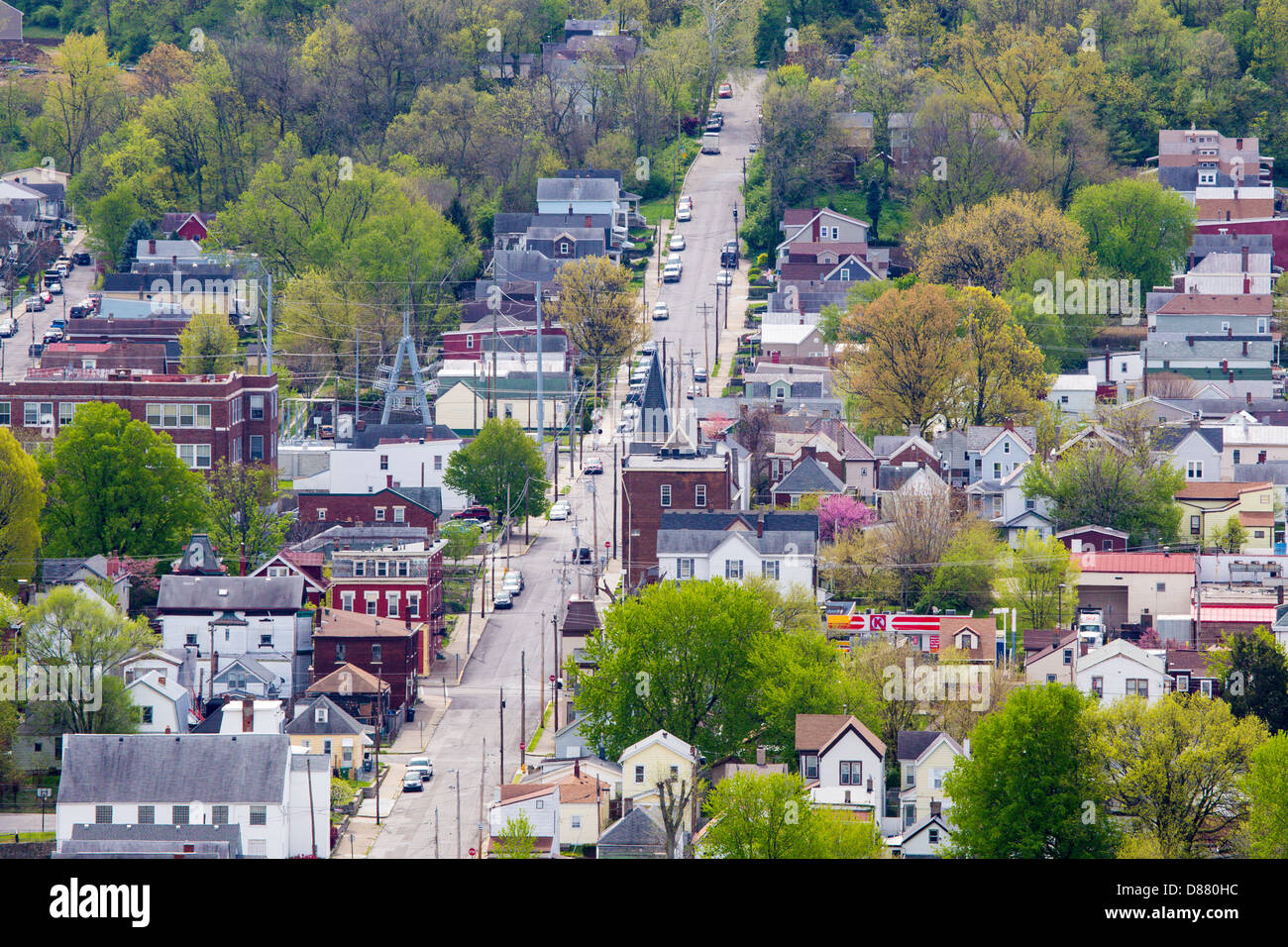 Aerial view of houses and building in Covington Kentucky Stock Photo