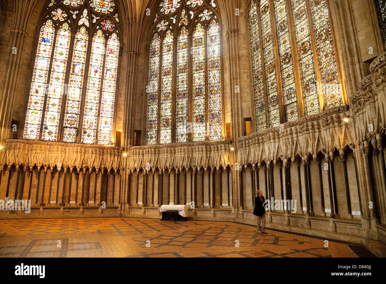 A Person In The 13th Century Chapter House Part Of York Minster Stock Photo Alamy
