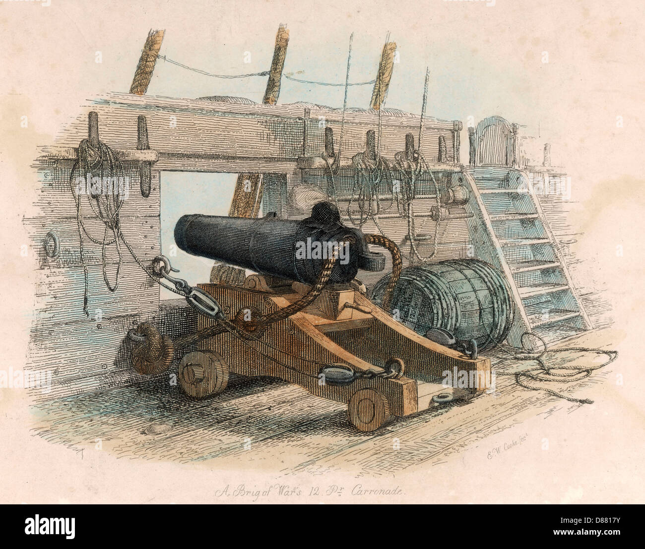 NAVAL GUN CARRONADE BRIG Stock Photo