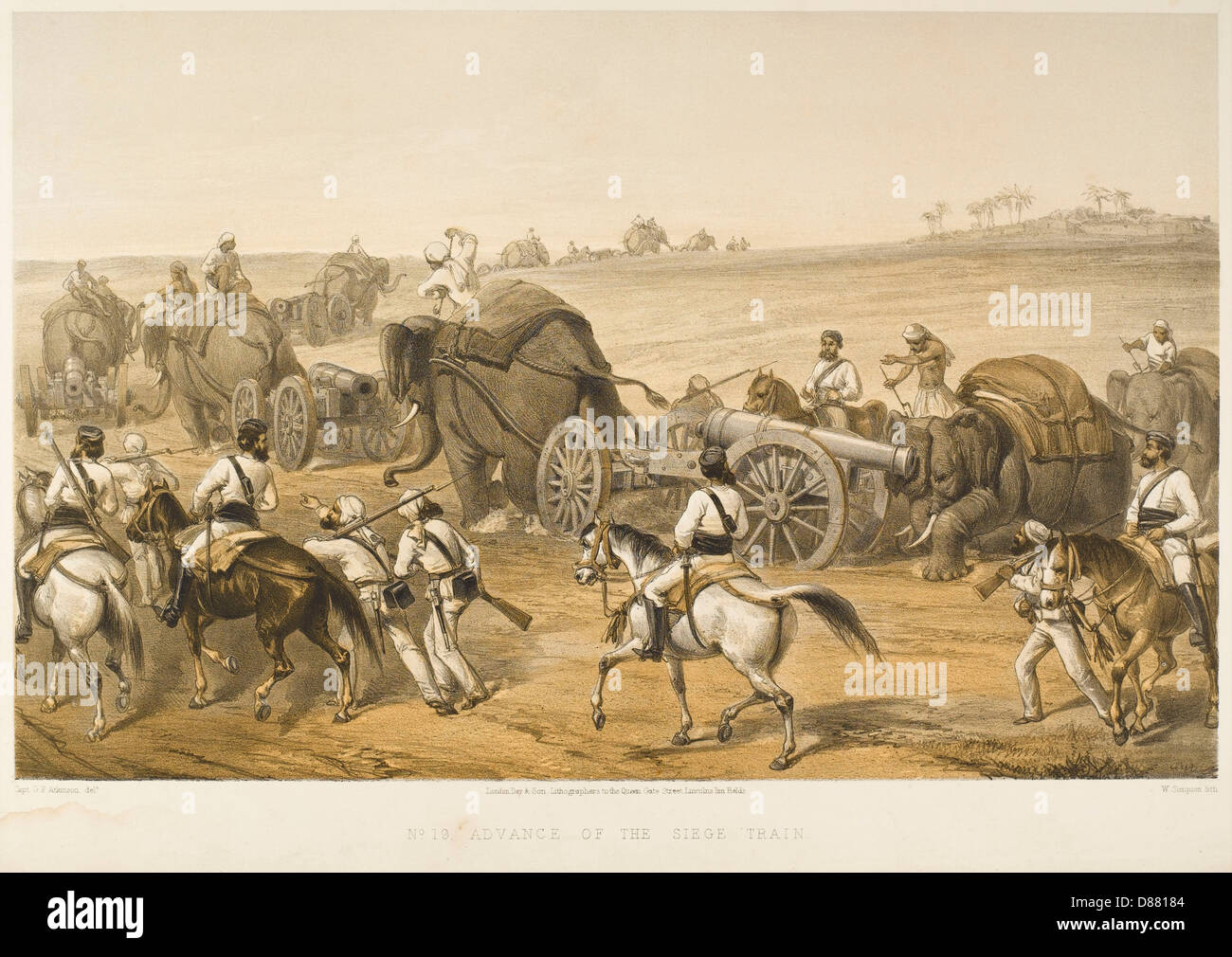 Artillery Elephants 1857 Stock Photo
