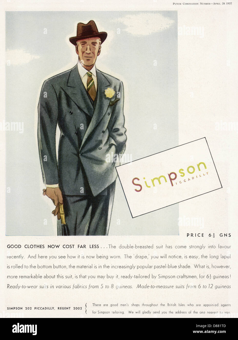 ADVERT/SIMPSONS 1937 Stock Photo