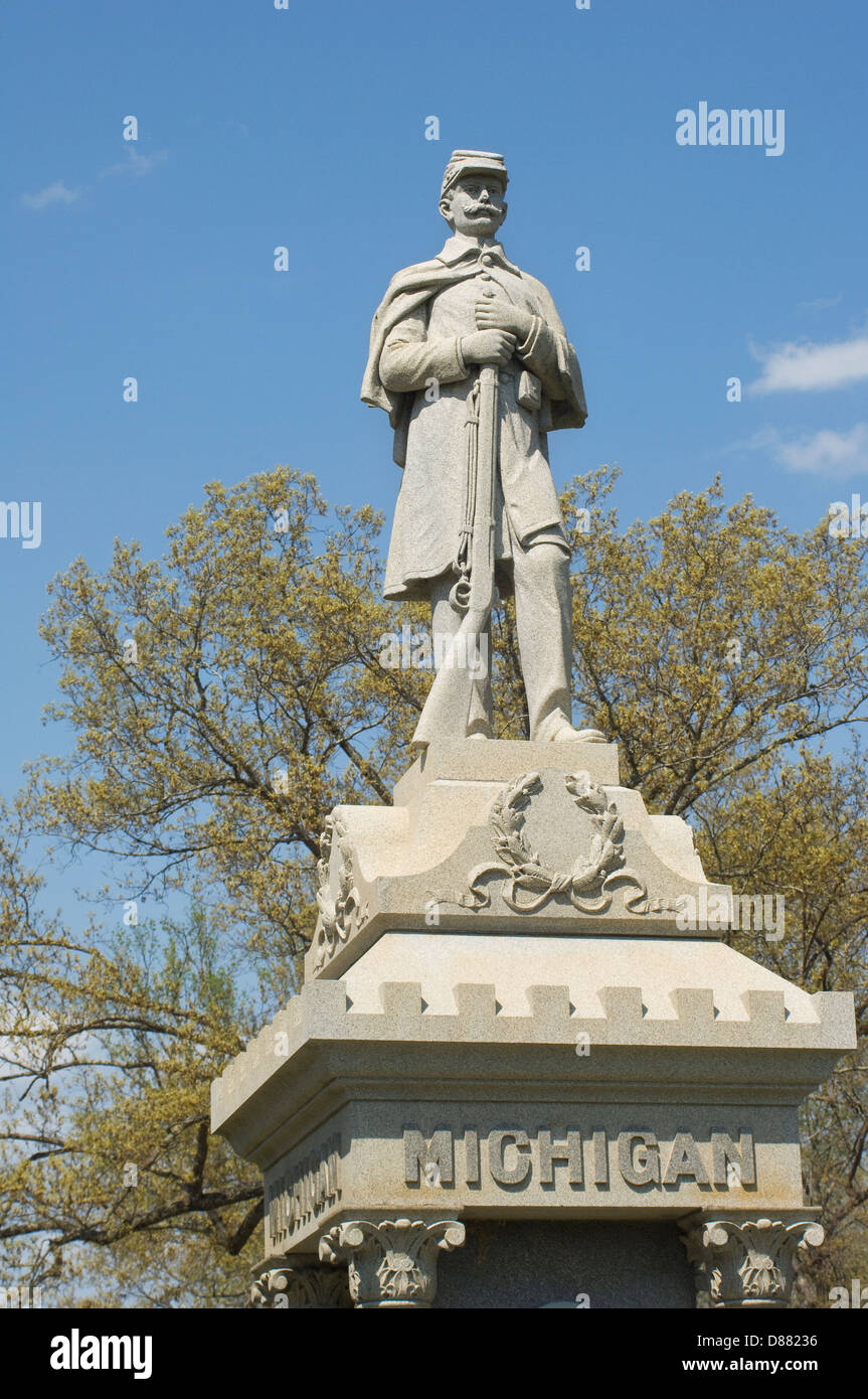 Monument to Michigan soldiers, Shiloh National Military Park, Tennessee. Digital photograph Stock Photo