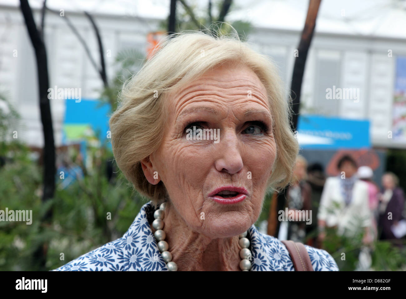 Mary Berry, British food writer and TV presenter at the RHS Chelsea Flower Show 2013 Stock Photo