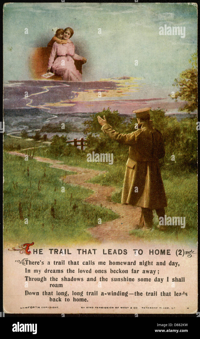 WW1 POSTCARD TRAIL HOME Stock Photo Alamy