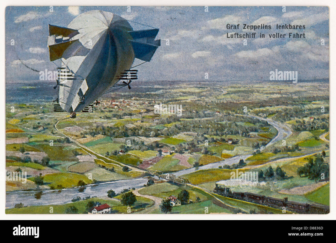 Zeppelin In Flight Stock Photo
