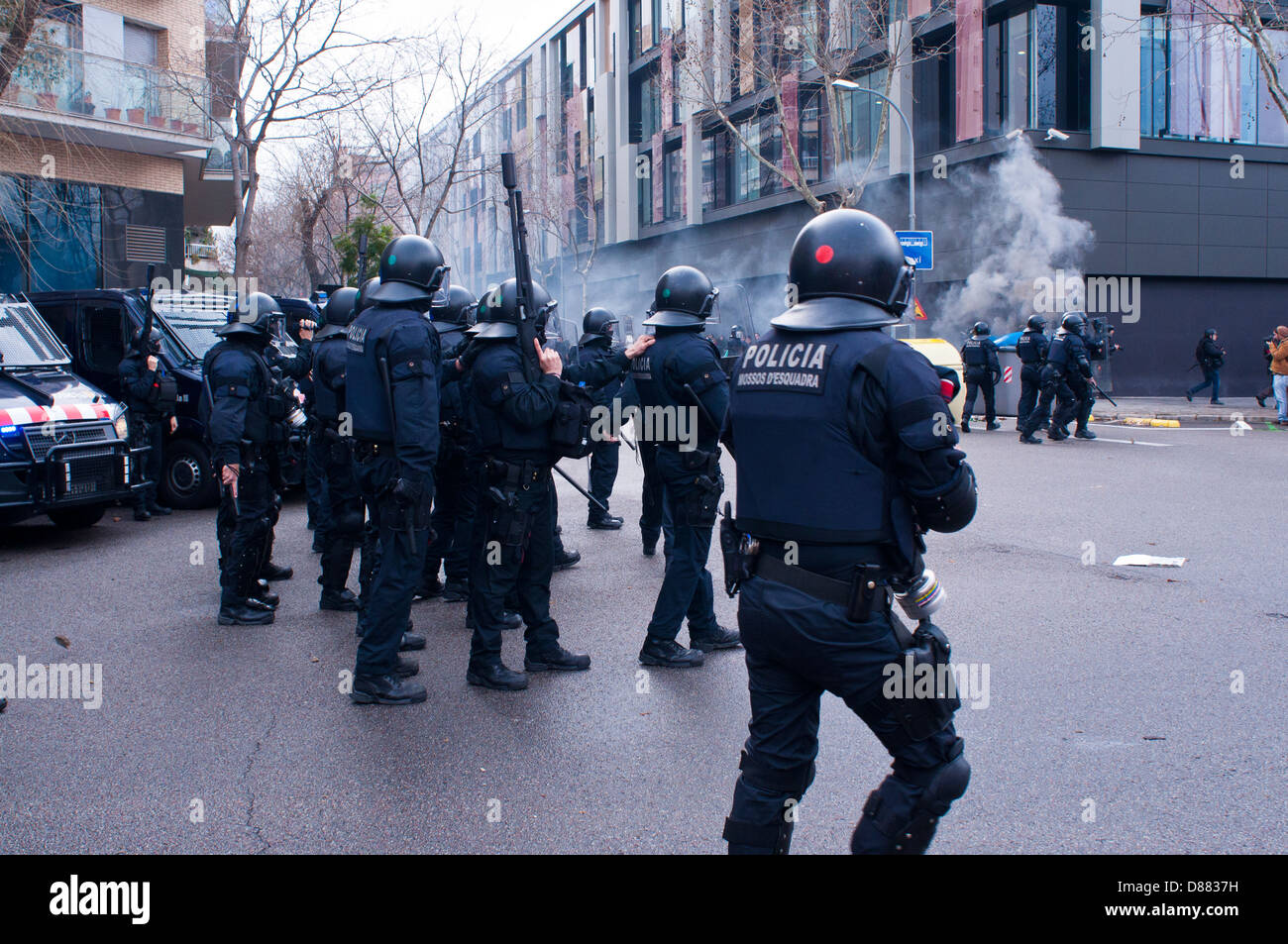 Mossos d'Esquadra, Manifestación, Barcelona Stock Photo