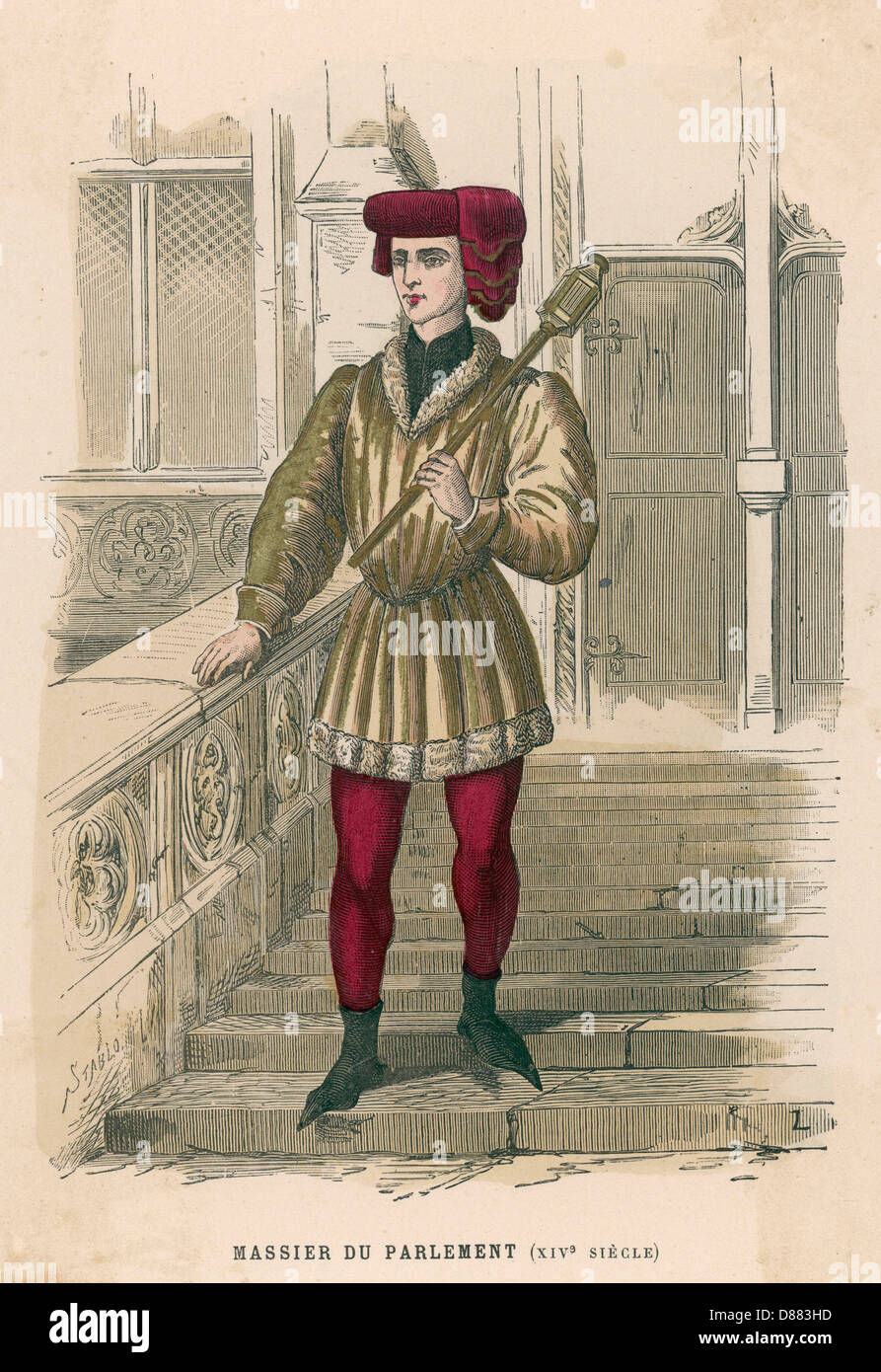 Mace Bearer 14th century Stock Photo Alamy