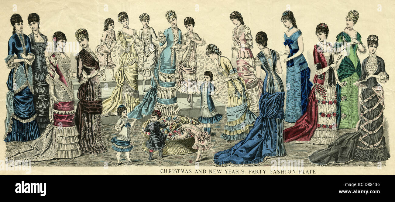 Paris fashion plate 1878 Stock Photo