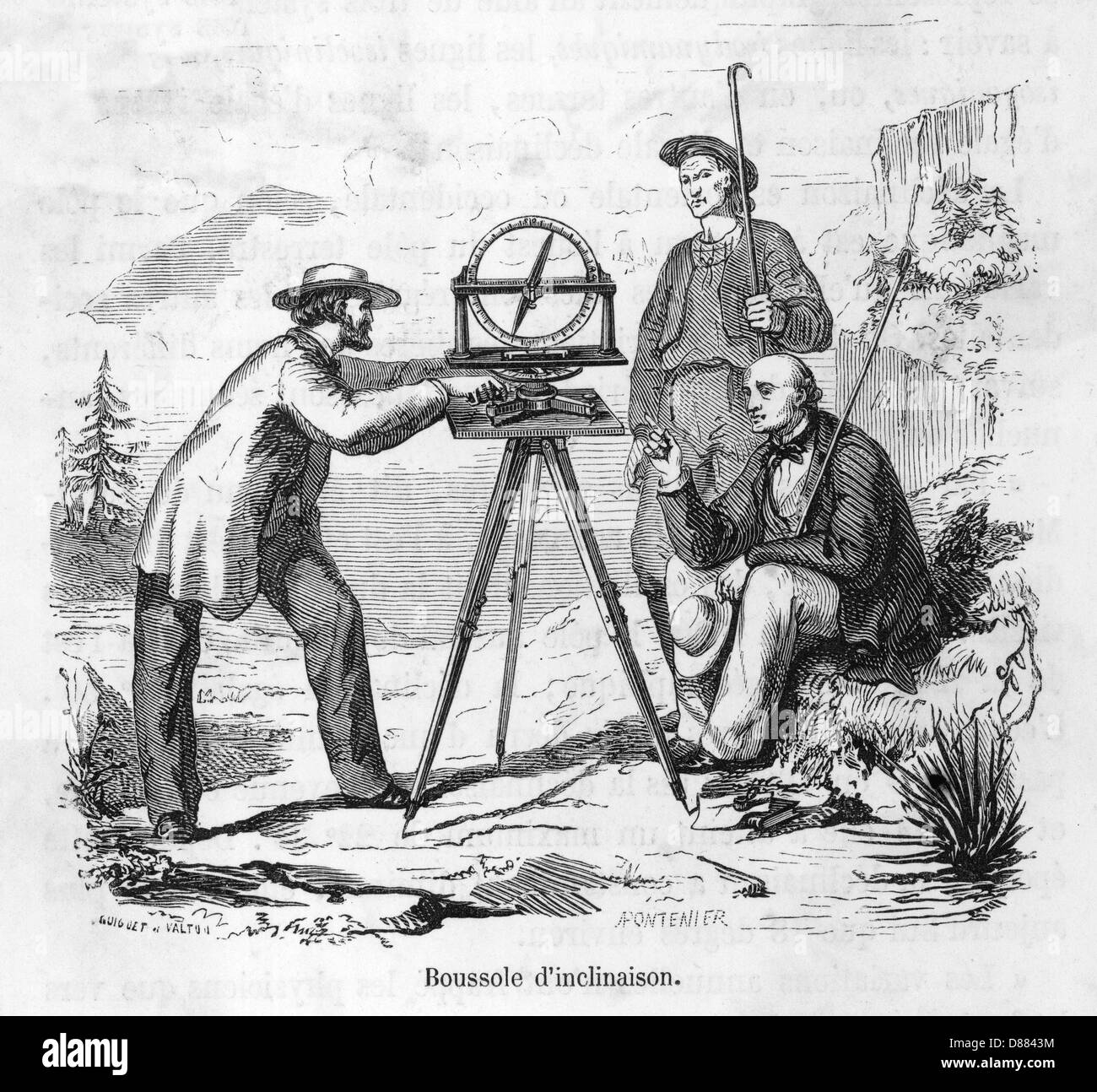 SURVEYING WITH A COMPASS Stock Photo Alamy