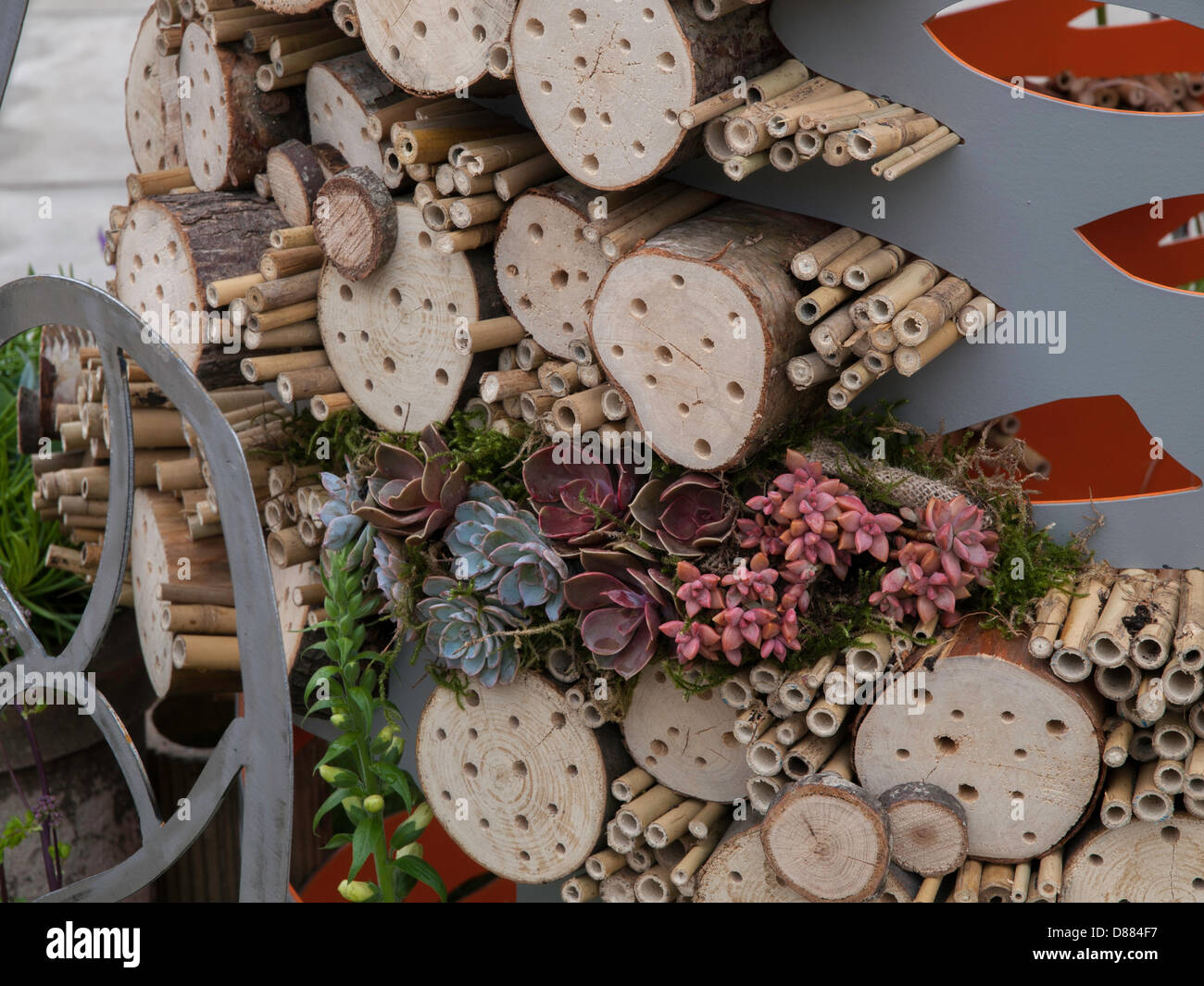 London, UK. 20th May 2013.  Insect homes planted with succulents. London, UK. Credit:  Ian Thwaites / Alamy Live News Stock Photo