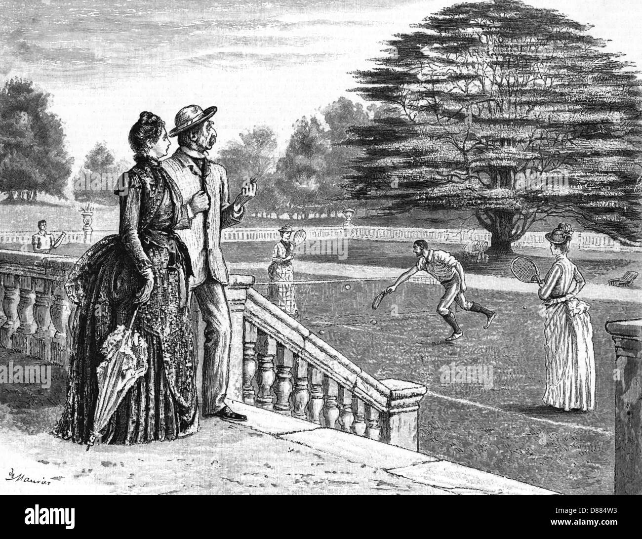 Tennis at Country House Stock Photo