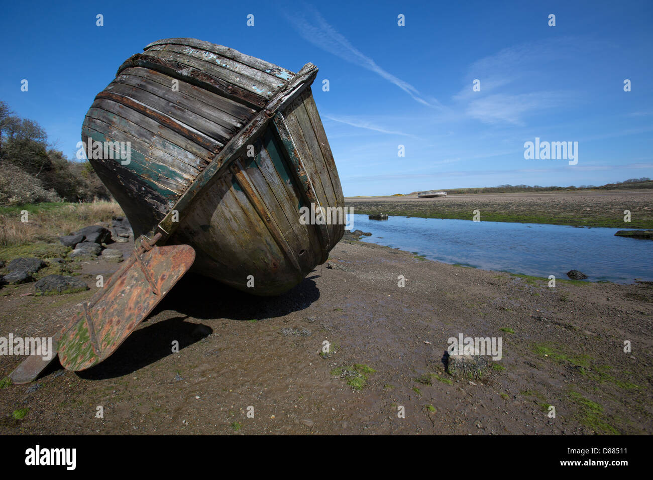 The Wales Coastal Path in North Wales. Picturesque view of shipwrecked ...