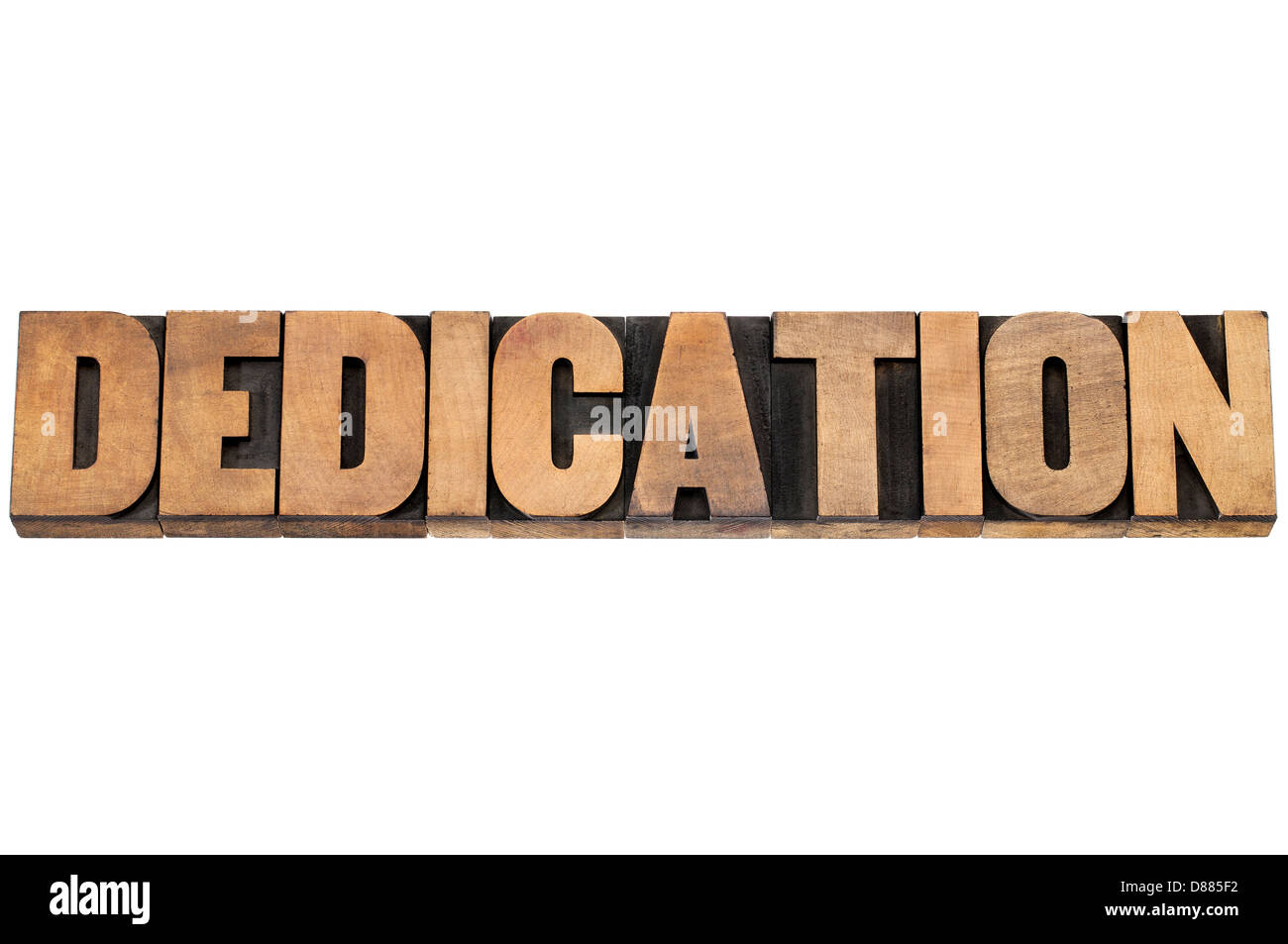 dedication word - isolated text in letterpress wood type printing blocks Stock Photo