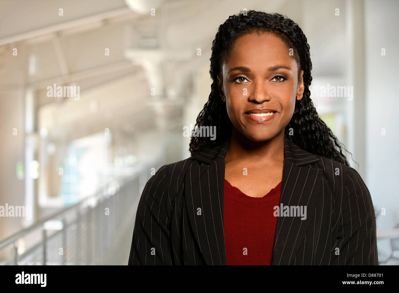 Portrait of African American businesswoman inside office building Stock ...
