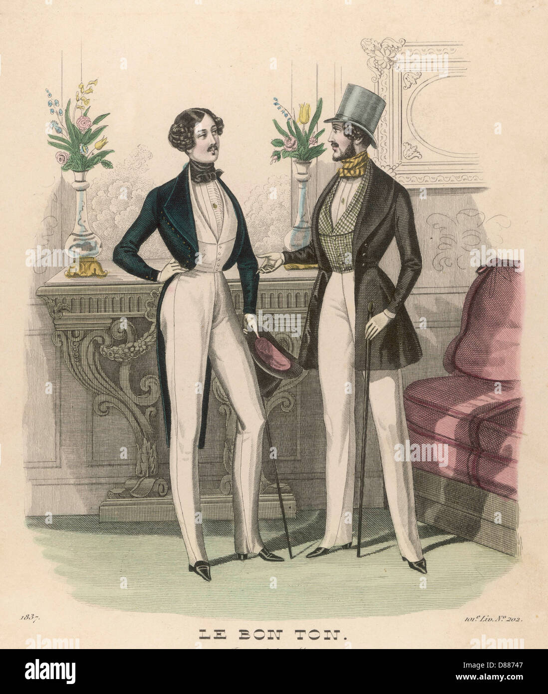 Fashion Plate - 1837 - Men Stock Photo