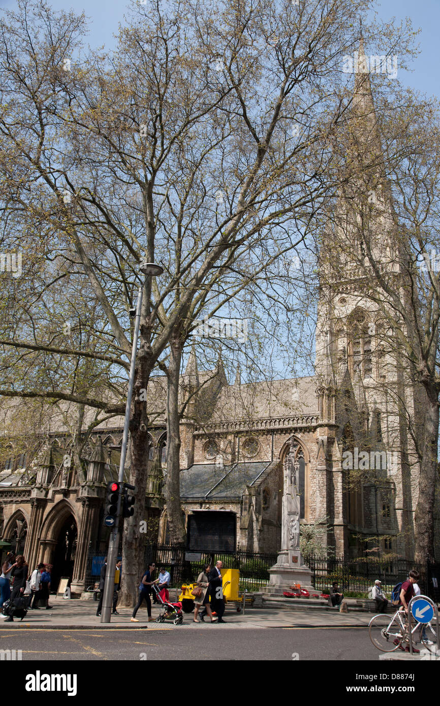 View of St. Mary Abbots church, Kensington Church Street, London