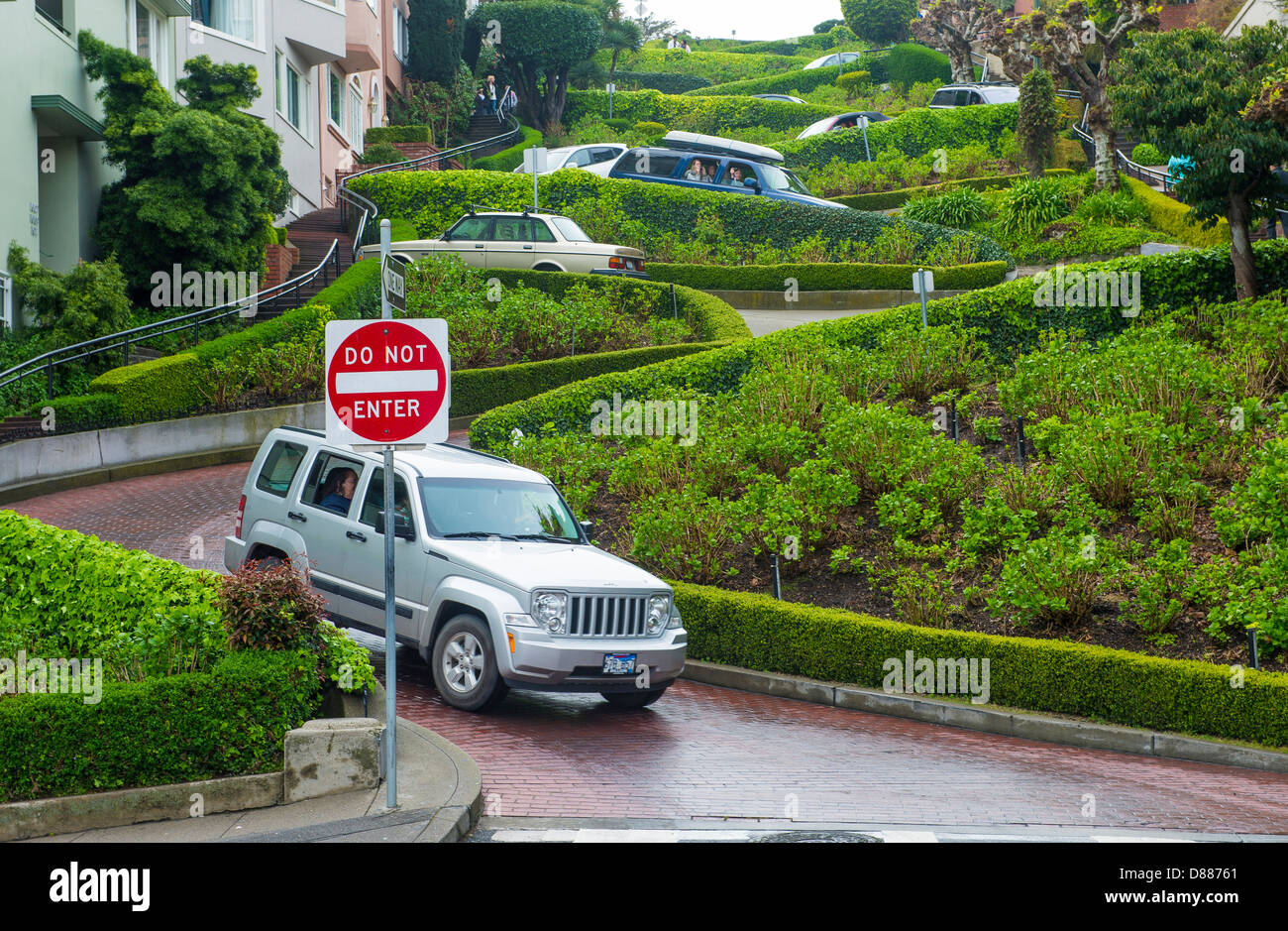 View of Lombard Street in San Francisco California Stock Photo