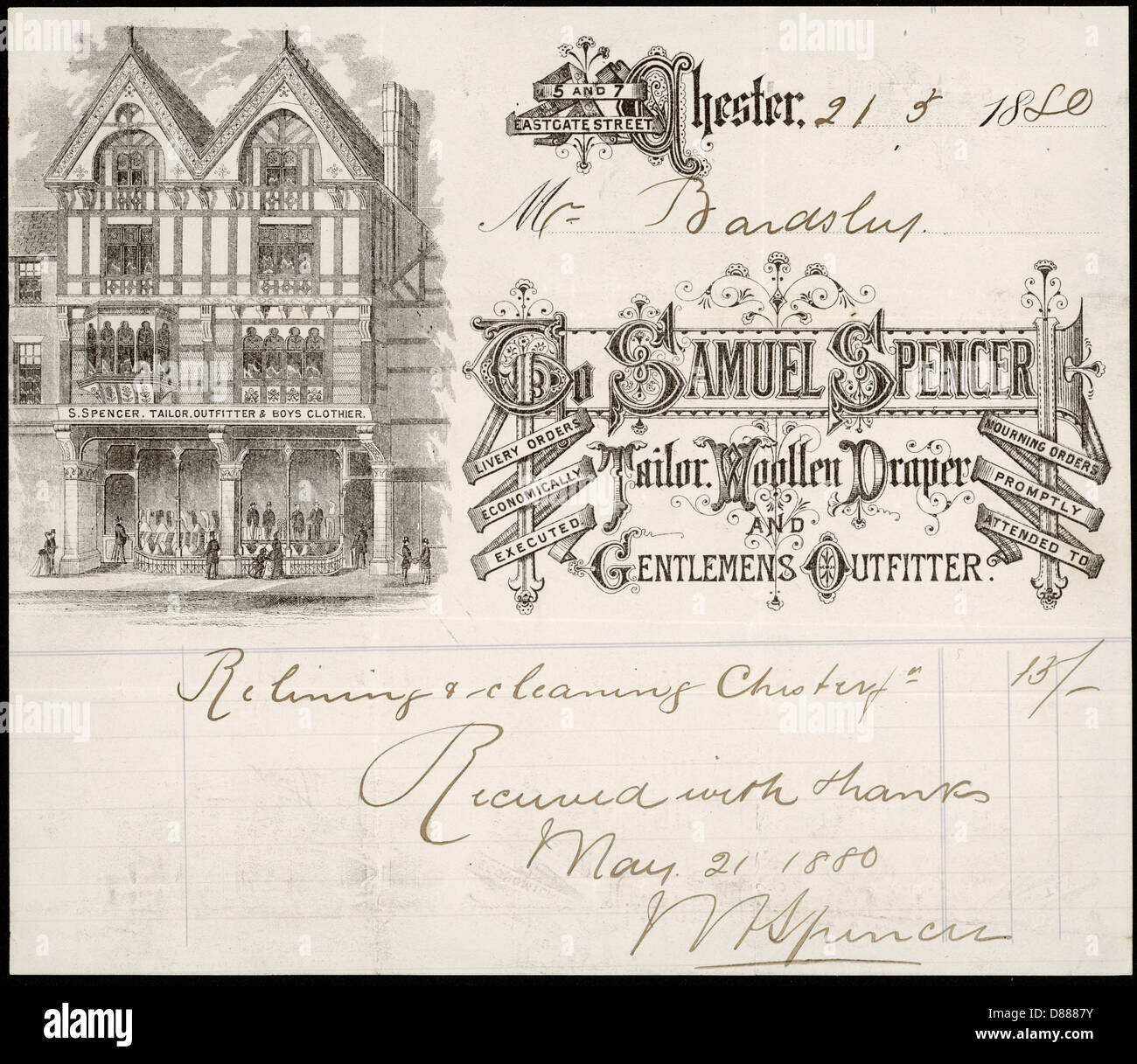 SAMUEL SPENCER BILL 1880 Stock Photo