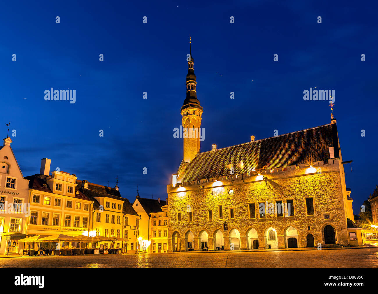 The Tallinn Town Hall  is a building in the Tallinn Old Town, Estonia, next to the Town Hall Square. Stock Photo