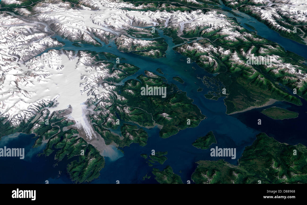 Landsat GlacierBay 01aug99. Stock Photo