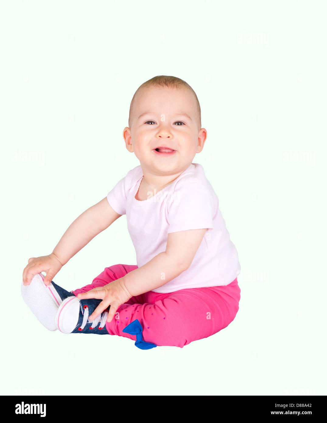 Happy little baby girl isolated on white Stock Photo - Alamy