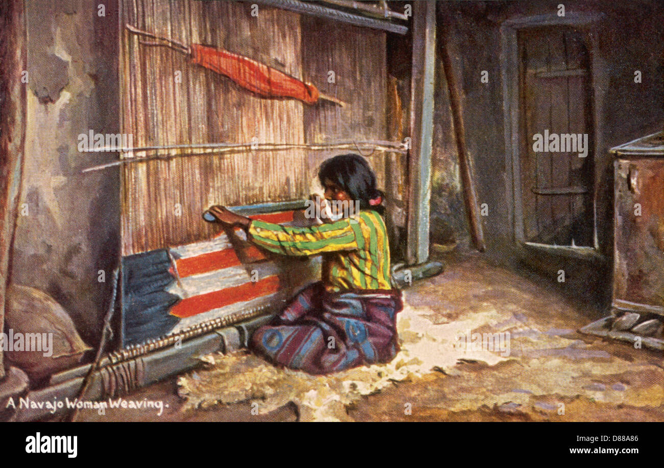 NAVAJO WOMAN WEAVING Stock Photo Alamy