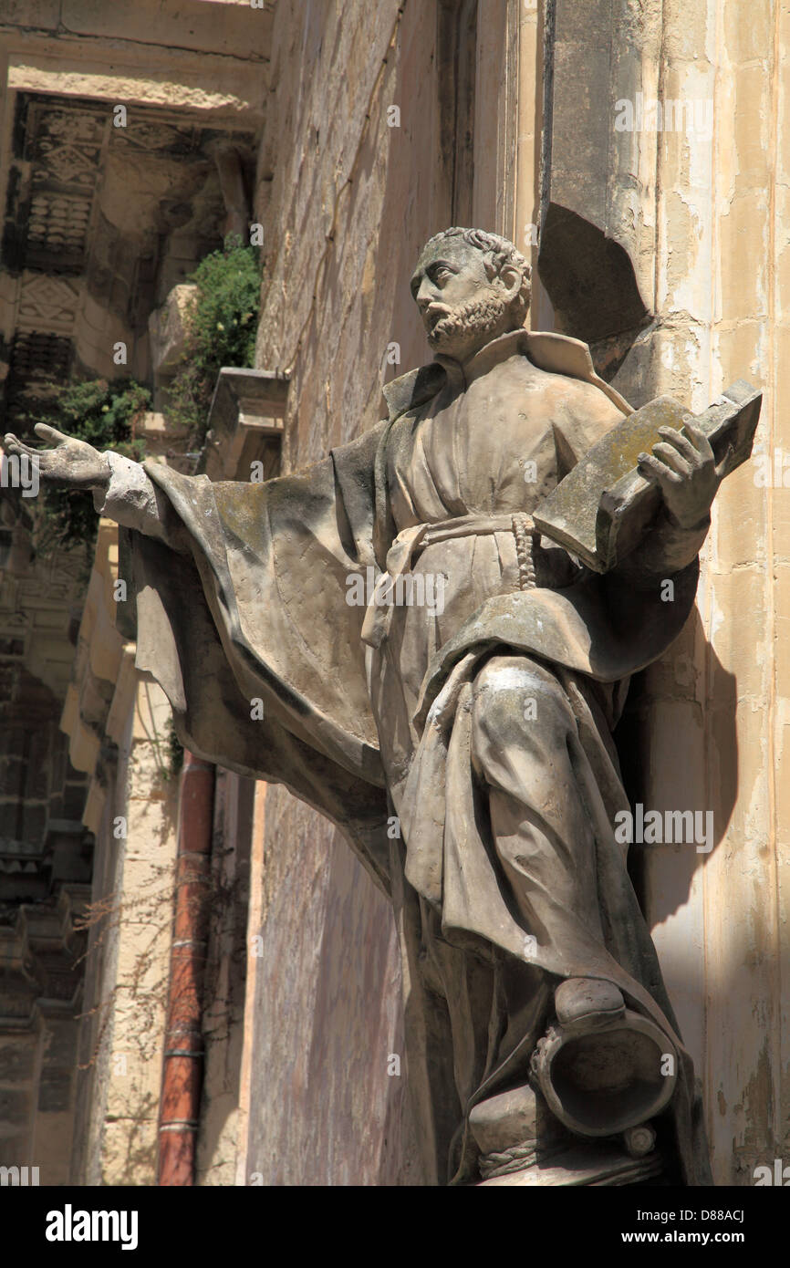 Malta, Valletta, religious monument, statue, Stock Photo