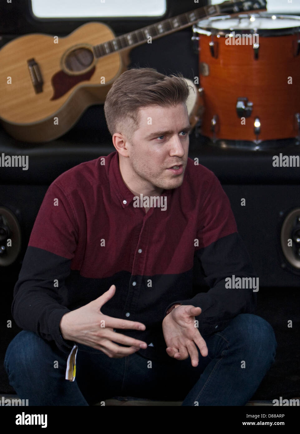 sub focus, english music producer Nick Douwma, interviewed backstage at lovebox music festival, london, uk, 2012 Stock Photo